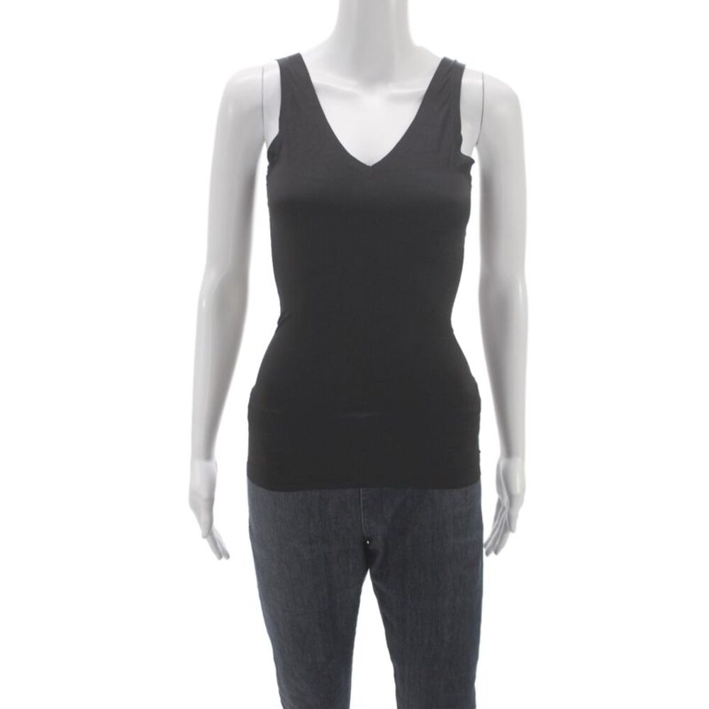 Eby Women Basic Black V-Neck Sleeveless Tank Pullover Size S